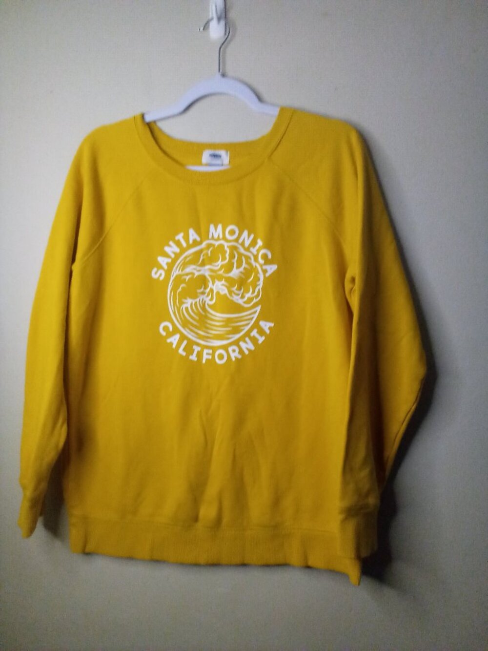 Old Navy Sweatshirt Women M Santa Monica CA Surf Coastal Yellow